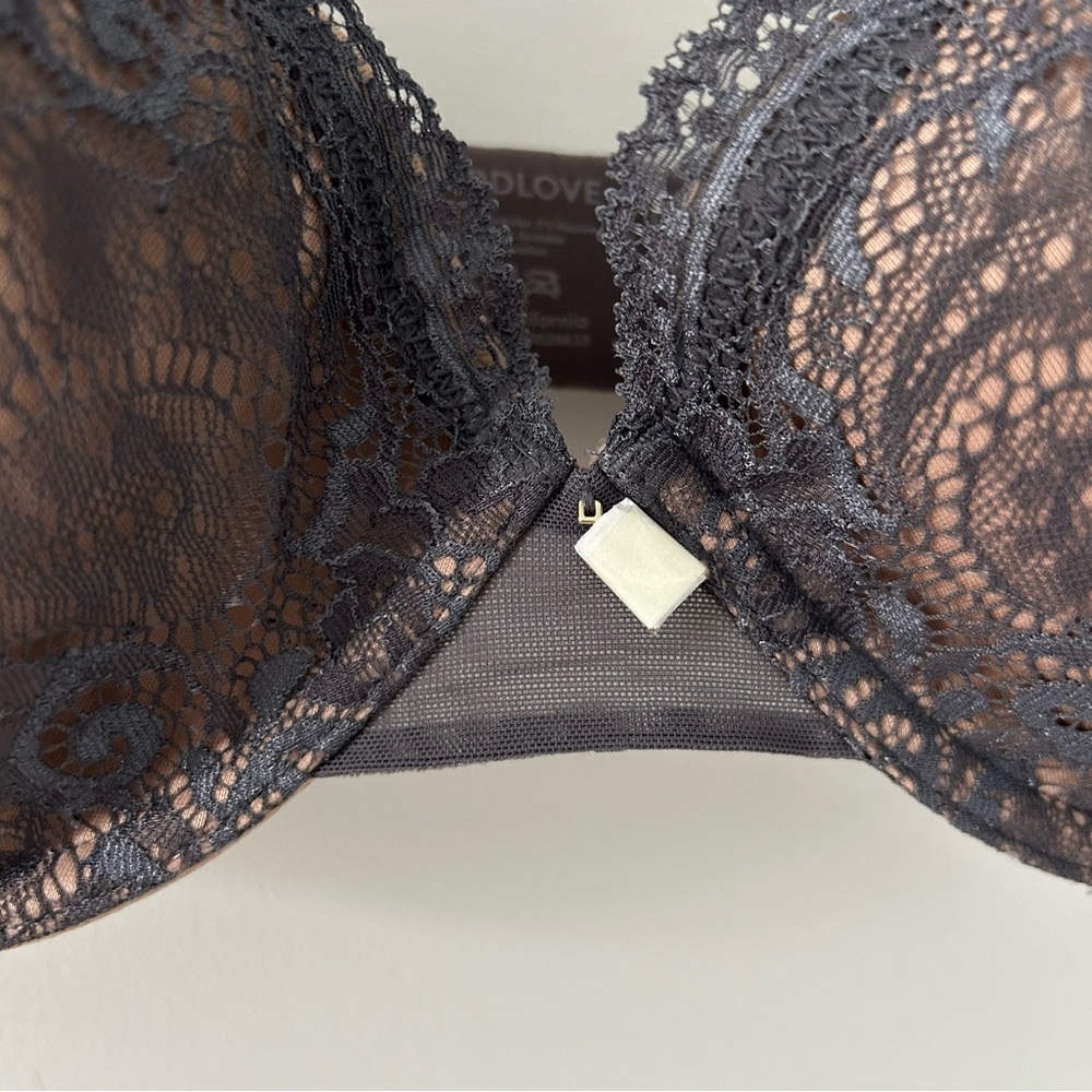 Thirdlove All Day Lace 24/7 Contour Plunge Bra Dark Grey 32F NWT - Picture 3 of 6